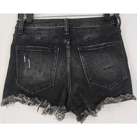 Vervet Los Angeles ~Woman Size S~ Black Denim Distressed Jean Shorts Stretch. - Picture 8 of 12